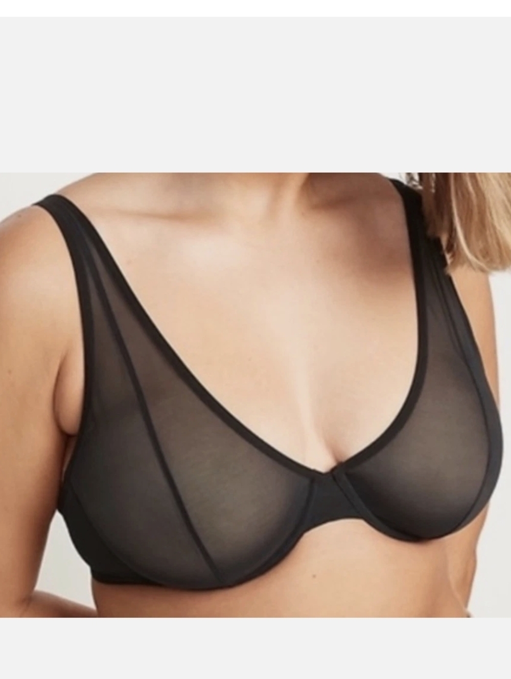 Old Navy Women's Soft Mesh Unlined Underwire Plunge Black Bra 32C NWT